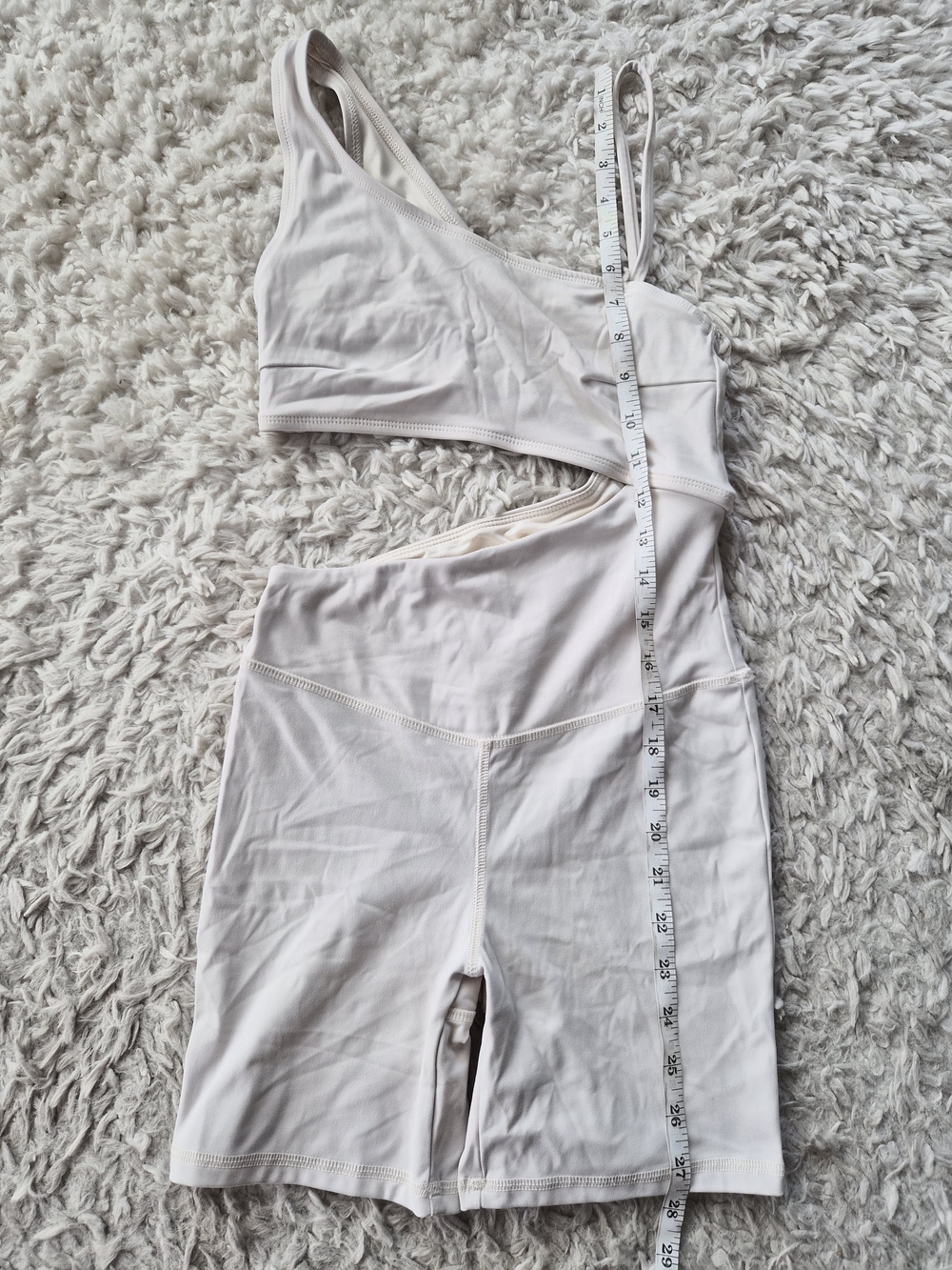 Forever 21 One-Shoulder Cutout Active Romper Cream - XS - Picture 7 of 13